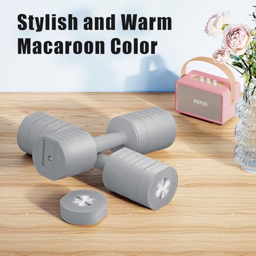 MERACH Dumbbell Set of 2, Adjustable Weight, Anti-slip Handle, Macaron Colors, Each 2.2/4.4/6.6/8.8 lbs, 4 in 1 Hand Weights for Women at Home, Grey