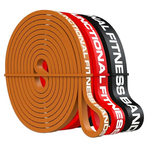 Pull Up Assist Bands Set of 3 by Functional Fitness. Heavy Duty Resistance and Assistance Training Bands - color: Combo Packs - #1 Orange, #2 Red, #3 Black