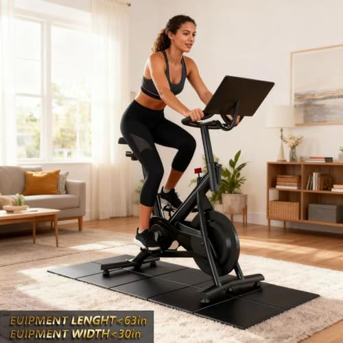 63"x30" Walking Pad Mat for Carpet Floors,Under Bike Treadmill Mat for Hardwood Floor Protection,0.24" Thick Exercise Equipment Matt Compatible with Peloton Matt Stationary Exercise Bike Trainer Pad - size: 63"L x 30"W x 0.2"Th