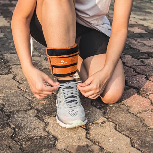 Fragraim Adjustable Ankle Weights 1-3/4/5/6/8/10/12/15/20 LBS Pair with Removable Weight for Jogging, Gymnastics, Aerobics, Physical Therapy - color: orange - double buckle, style: 10 lbs each( 20 lbs pair)
