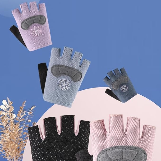 Kids-Fingerless-Cycling-Gloves Non-Slip Exercise Gloves for Youth Girls - color: Circle Pink, size: Medium