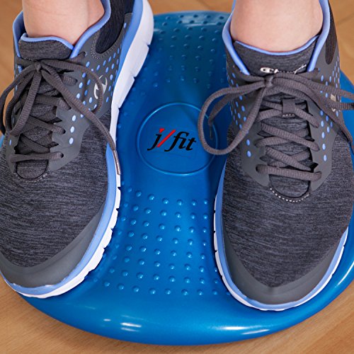 JFIT Inflatable Balance Disc - 13" or 26" Large Wobble Cushion Trainer - Durable Exercise Balance Pad for Coordination, Stability, and Core - Home, Gym, and Pet Training - style: 13-Inch - Blue