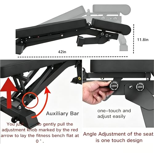 BARWING Adjustable Weight Bench Workout Bench, 1000/1300 LBS Heavy Duty Incline Decline Bench for Home Gym, Easy Assembly Foldable Training Lifting Bench - color: Matte Black