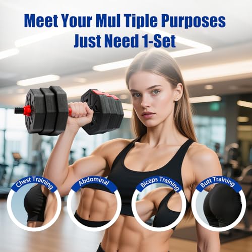 Adjustable Weights Dumbbells Set, Non-Rolling Adjustable Dumbbell Set, Free Weights Dumbbells Set Hexagon, Weights Set for Home Gym, 44 Lbs