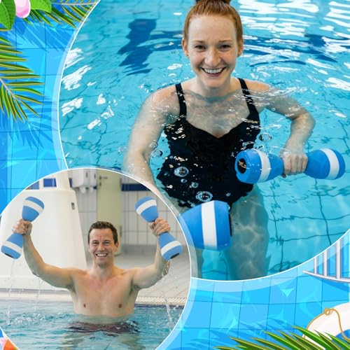 Water Aerobics Set Aquatic Exercise Set Include Water Foam Dumbbell Swim Aquatic Cuffs Ankle Arm Swimming Glove Pool Resistance Weights Pool Fitness Equipment for Training - color: Blue