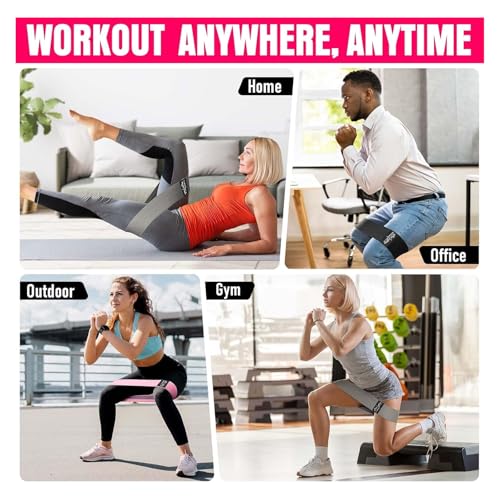 Booty & Resistance Bands – 3 Level Non-Slip Fabric Exercise Bands for Legs & Glutes, Women & Men, Squats, Hip Thigh Training, Yoga, Pilates, Home Workout