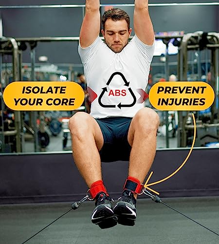 Fitness Invention Ankle Straps for Cable Machines (Pair) – Adjustable Padded Ankle Cuffs for Glute & Leg Workouts – Kickbacks, Leg Extensions, Hip Abductors & Lower Body Exercises