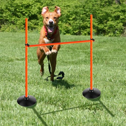 Orange Adjustable Height Agility Hurdle Set Multi-Function Soccer Trainning Pole Set Coaching Sticks with Rubber Base - color: 3.3 FT, style: Pack of 6
