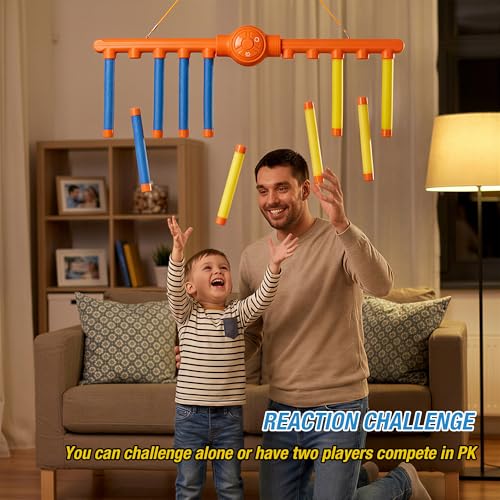 ATG Reflex Drop Sticks Challenge Game - Hand Eye Coordination& Reaction TimeTraining Toys - 3 Adjustable Speed Modes,Remote Control, Solo/Dual Play - Fun Catch Falling Sticks Game for Kids & Adults