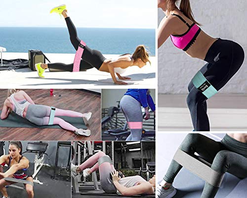 EnriQ Booty Bands Fabric Resistance Bands for Legs and Butt - Non Slip Cloth Hip Bands Elastic Workout Bands - Activate Glutes and Thighs - Made of Premium Elastic Fabric - color: Grey, Pink, Pale turquoise