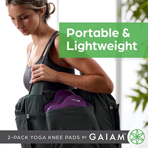 Gaiam Yoga Knee Pads Set of 2, Cushion for Knees & Elbows - color: Purple