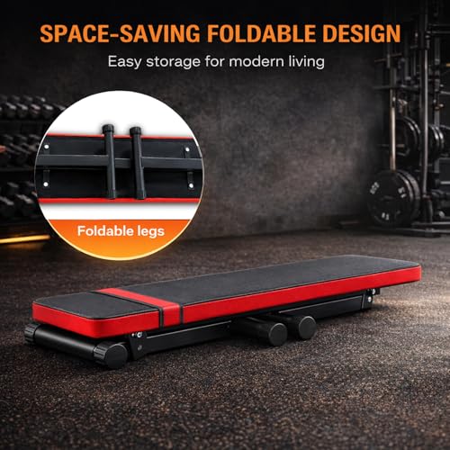 Flat Weight Bench 618 LB Workout Bench for Home Gym Adjustable Foldable Dumbbell Bench Press & Sit Up Exercise Bench for Strength Training