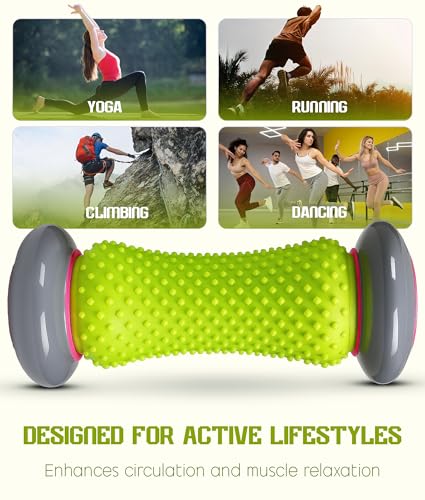 Foot Roller Massager for Plantar Fasciitis Relief, Neuropathy, Reflexology Trigger Point Foot Massager Roller, Feet Rollers with Spike Ball to Relieve Stress and Tight Muscles, Deep Tissue Massage