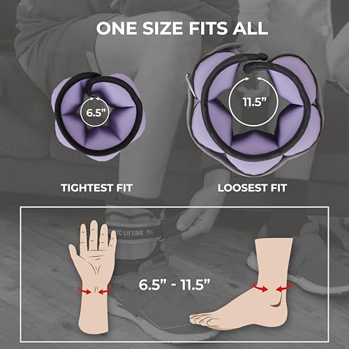 Adjustable Ankle Weights for Women & Men – 1 Pair (2–10 lbs) Wrist, Arm & Leg Weights for Gym, Yoga & Home Workouts – Secure Fit Strap Design – Durable Fitness Training Equipment - color: Purple Yam