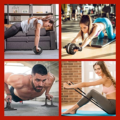Ab Roller Wheel for Abs Workout with 2 Knee Pads for Home Gym - color: Black