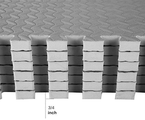 Signature Fitness Puzzle Exercise Mat with EVA Foam Interlocking Tiles - color: Grey, style: 3/4" Thick, 96 S.F., Easy Open