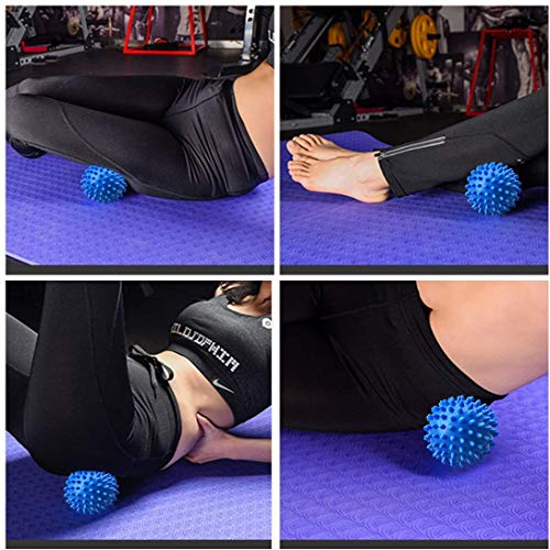 PGYUD Professional Massage Balls Foot Ball Foot Massager Spiky Roller for Deep Tissue Trigger Point Plantar Fasciitis Reflexology Stress Therapy Myofascial Release(Blue + Purple) - color: (blue,purple)-2 Pack