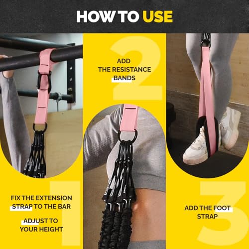 Pull Up Assistance Bands - 4 Heavy Duty Pull Up Bands with Adjustable Strap and Foot Rest - Stackable Pull Up Assist Band Set for Pull Up Bar - Resistance Bands for Pull Ups Chin Ups Strength Training - color: Pink