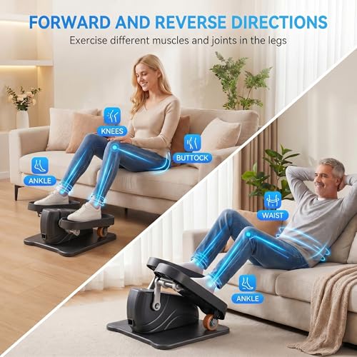 Under Desk Elliptical, Leg Exerciser While Sitting for Seniors with 12-Speeds & Remote Control, Portable Elliptical Machine Trainer Foot Pedal Exerciser for Home
