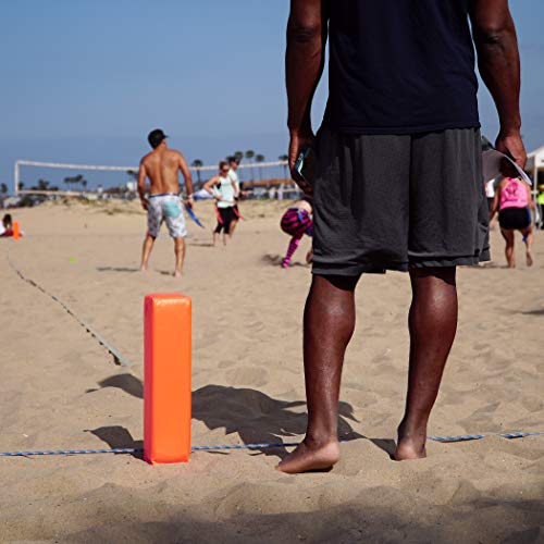 GoSports Football End Zone Pylons - Set of 4, Regulation 18 Inch x 4 Inch Sand Weighted Anchorless Football Field Markers
