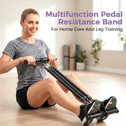 Pedal Resistance Band with Handles for Beginners Regular Advanced Users, Adjustable Stretch Exercise Bands for Full Body Workout, Band Home Gym Abs Arms Legs Yoga Fitness - color: purple