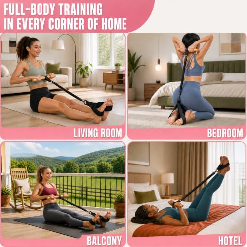 Pedal Resistance Bands with Handles for Women & Men - color: Black