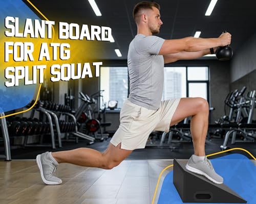 Slant Board, 19" Wide Wooden Calf Stretcher Slant Board for Calf Stretching, Knees Over Toes, Weightlifting and Heel Elevated Squats for Strength & Flexibility Training