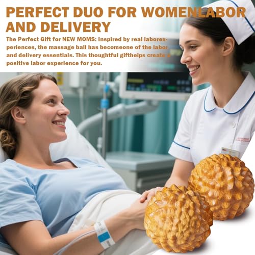 2 Pcs Wooden Massage Ball,Labor Comb for Pain,Acupressure Ball,Hand Massage Ball,Spiky Stress Relief,Natural Labor and Delivery Essentials for Massage Tools Wooden Crafts