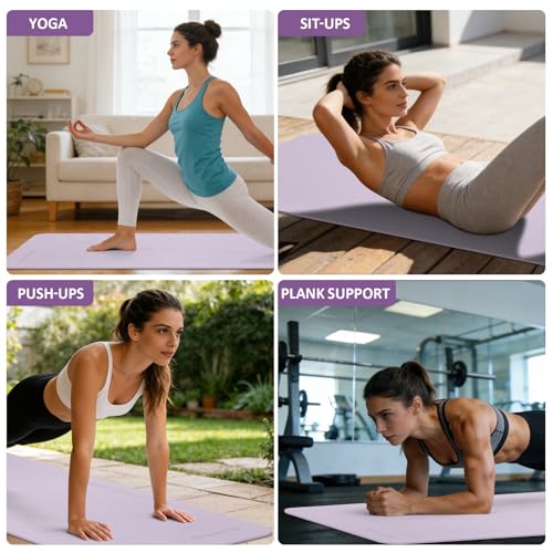Gruper Yoga Mat Non Slip, 72"L x 24"W x 0.24"/0.32"TH, Anti-Tear Exercise Mat with Carrying Strap and Bag, Pro TPE Yoga Mats for Women, Workout Mats for Home, Pilates and Floor Exercises