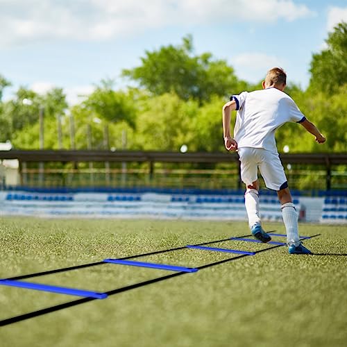 GHB Pro Agility Ladder Agility Training Ladder Speed 12 Rung 20ft with Carrying Bag - color: Blue-2 Pack
