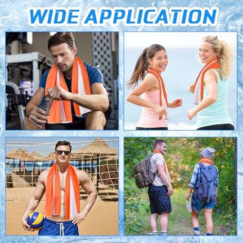20 Pieces Cooling Towels Bulk for Neck and Face 40 x 12 Inch Double Layer Microfiber Soft Breathable Chilly Orange Cold Towels for Gym Yoga Camping Running Workout Travel Sports