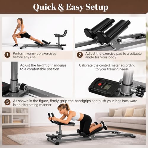 Happlee Crawling Machine for Adults Core Twist Trainer and Back Workouts with Counter 5 Height Settings 3 Angle Settings Home Gym Equipment