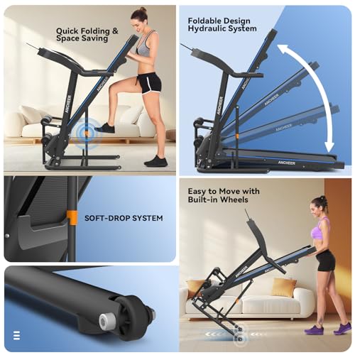 Foldable Treadmill with Sit Up Bench, 2025 Upgrade 3.5HP Portable Treadmills for Home with Incline 350 lbs Capacity, Smart LCD Display Body Fat& Heart Rate, Multifunction Exercise Equipment