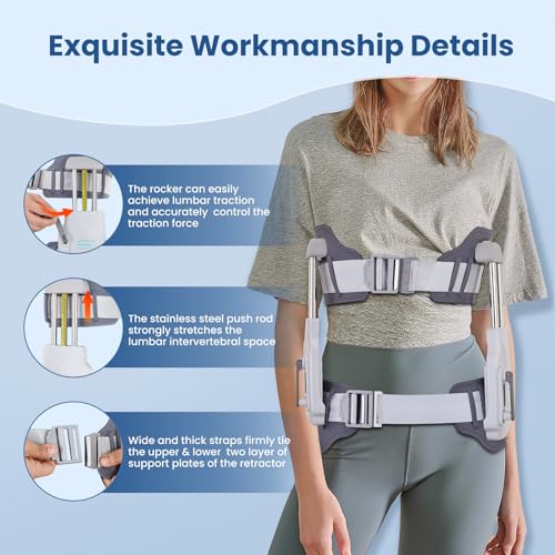 Manual Lumbar Traction Device for Lower Back Pain Relief, Wearable Spinal Decompression System for Herniated Disc, Sciatica & Home Therapy