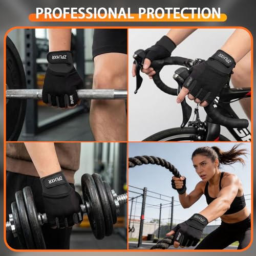 Workout Gloves for Men and Women, Gym Gloves for Weight Lifting, Exercise, Cycling, Training & Fitness, Fingerless with Padded Grip, Full Palm Protection & Breathable Design - size: X-Large