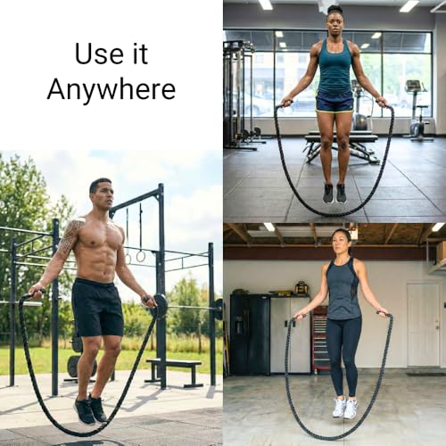 Weighted Jump Rope for Men and Women | Heavy Jump Rope for Fitness, Strength, Cardio, Muay Thai, MMA, Boxing, and Weight Loss. 2.4lb to 5lb..