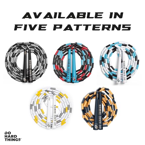 Elite Jumps - Do Hard Things Edge Beaded Jump Rope - For All Ages - Durable & Lightweight - 10ft Long Adjustable Rope - Tangle-Free - Shatterproof 1” Beads - Long Edge Handles