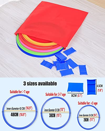 Hop Floor Hopscotch Ring Game, Kids Balance Coordination Agility Speed Training Game Equipment, 10 Rings10 Buckle - size: 28cm/11"