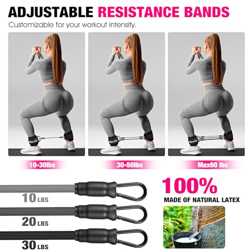 Ankle Resistance Bands with Cuffs, Ankle Bands for Working Out, Ankle Resistance Band for Leg, Booty Workout Equipment for Kickbacks Hip Fitness Training, Exercise Bands for Butt Lift Women