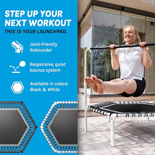 ACON FIT 55" Hexagon Mini Trampoline with Balance Handle for Adults, 300 lb - color: White
