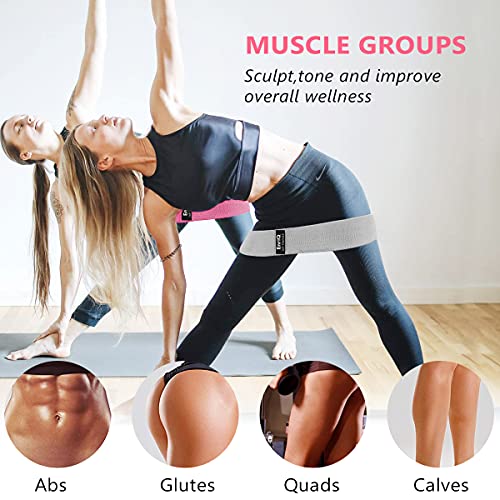 EnriQ Booty Bands Fabric Resistance Bands for Legs and Butt - Non Slip Cloth Hip Bands Elastic Workout Bands - Activate Glutes and Thighs - Made of Premium Elastic Fabric