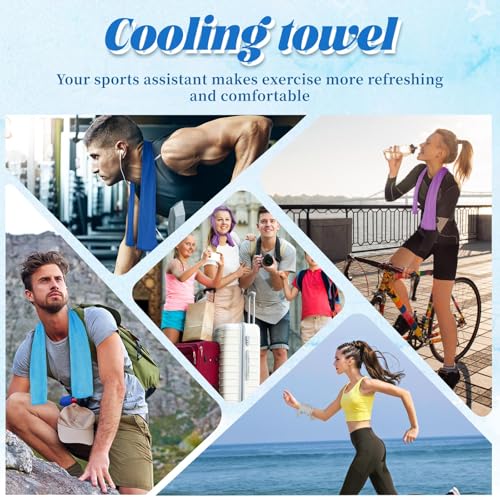 Cooling Towels for Neck and Face, 5 Pack Soft Microfiber Gym Towel(40" X 12", Breathable Cooling Towels for Hot Weather, Gym Yoga Sports Workout Sweat Towels for Men Women Kids