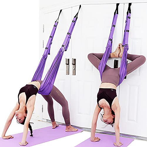 Yoga Stretching Strap Pilates Antiy-gravity hammock Swing,Leg Stretcher Waist Back Stretch Band,Exercises Door Flexibility Tensile Trainer for Rehab Dance Splits Core Strength (pink)