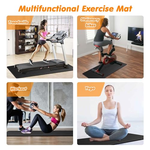 Treadmill Mat Compatible with Peloton Bike, 6mm Thick Exercise Bike Mat for Treadmill and Row Protect Hardwood Floor Carpet - size: 60"L x 30"W x 0.2"Th