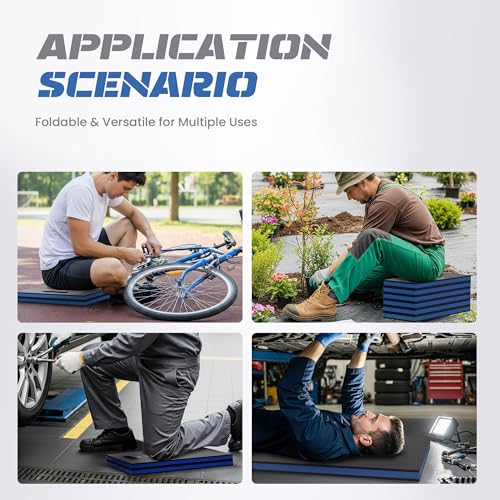 Foldable EVA Utility Mat with Handle & Strap, 47" × 15.8" High Density EVA Foam Kneeling Pad for Garage Work, Workshop Repair, Yard Tasks, Gardening