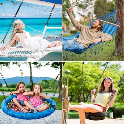 Hanging Swing Chain, 4 Pack 25 Inch 440 Pounds Capacity Heavy Duty Hammock Hardware Kit for Swing Chair, Punching Bag, Hammock, Indoor & Outdoor Gym Accessories (Black)
