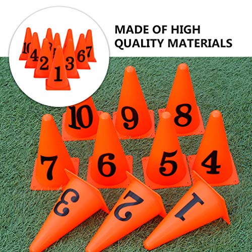 BESPORTBLE Numbered Cones 10PCS Plastic Training Traffic Cones Agility Field Marker Cones for Soccer Basketball Football Drills Training Outdoor Activity Or Events Pro Disc Cones
