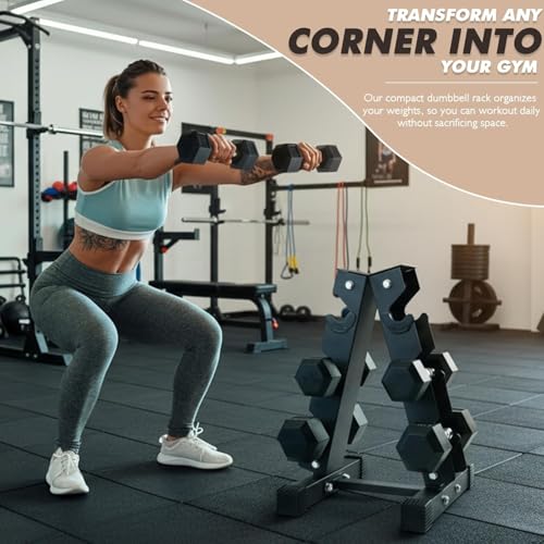 RitFit Rubber Hex Dumbbell Set with Storage Weight Rack - style: 660 LBS (5-55LB)