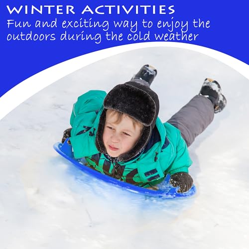 Slippery Racer Heavy-Duty Cold Resistant Downhill Pro Adults and Kids Plastic Outdoor Winter Saucer Disc Snow Sled with Handles (Blue, 3)
