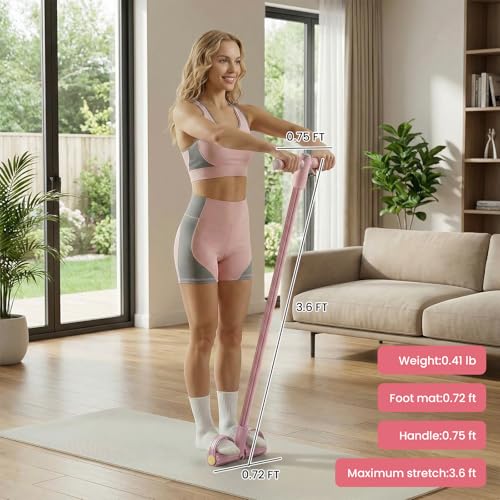 2026 Upgraded 8-Tube Pedal Resistance Bands with Handles - Ultra-Strong Tension for Full-Body Workout - Ideal for Home, Office & Travel Fitness (Pink)